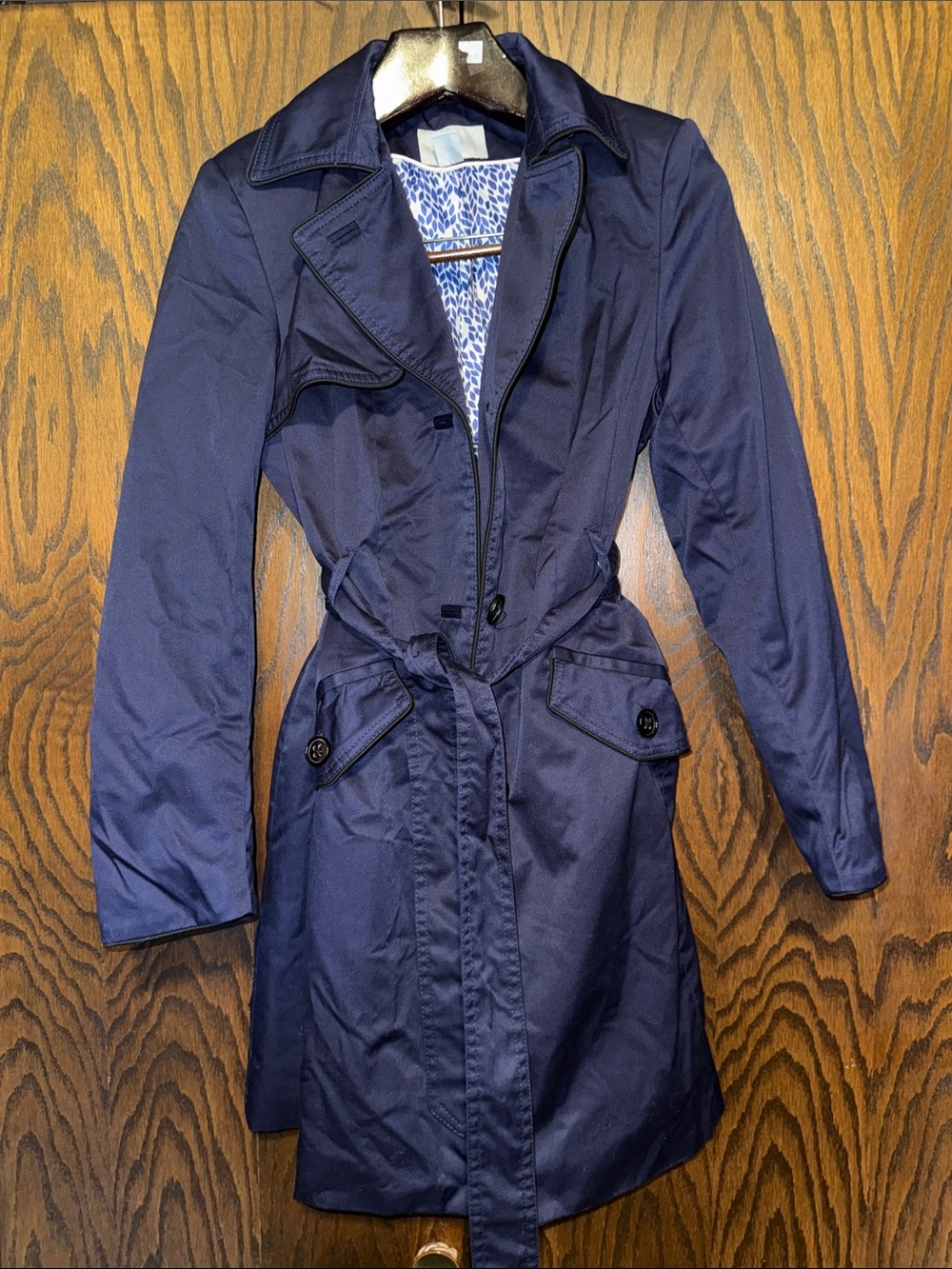 H&M Womens Navy Trench Coat with Belt